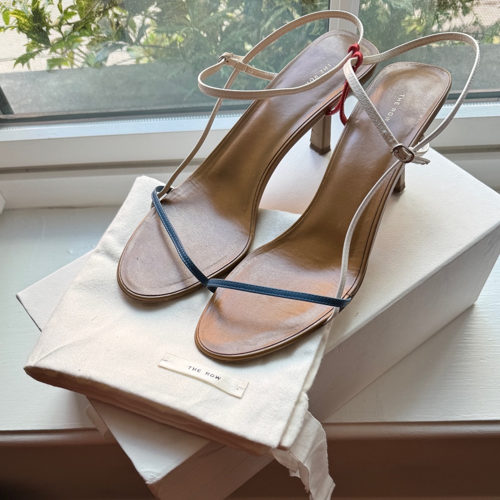 The Row | The Bare Sandal White, Blue, Red Strappy Heels